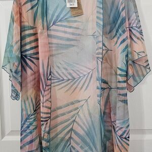 Democracy Multicolor Leaf Print Sheer Cover-Up